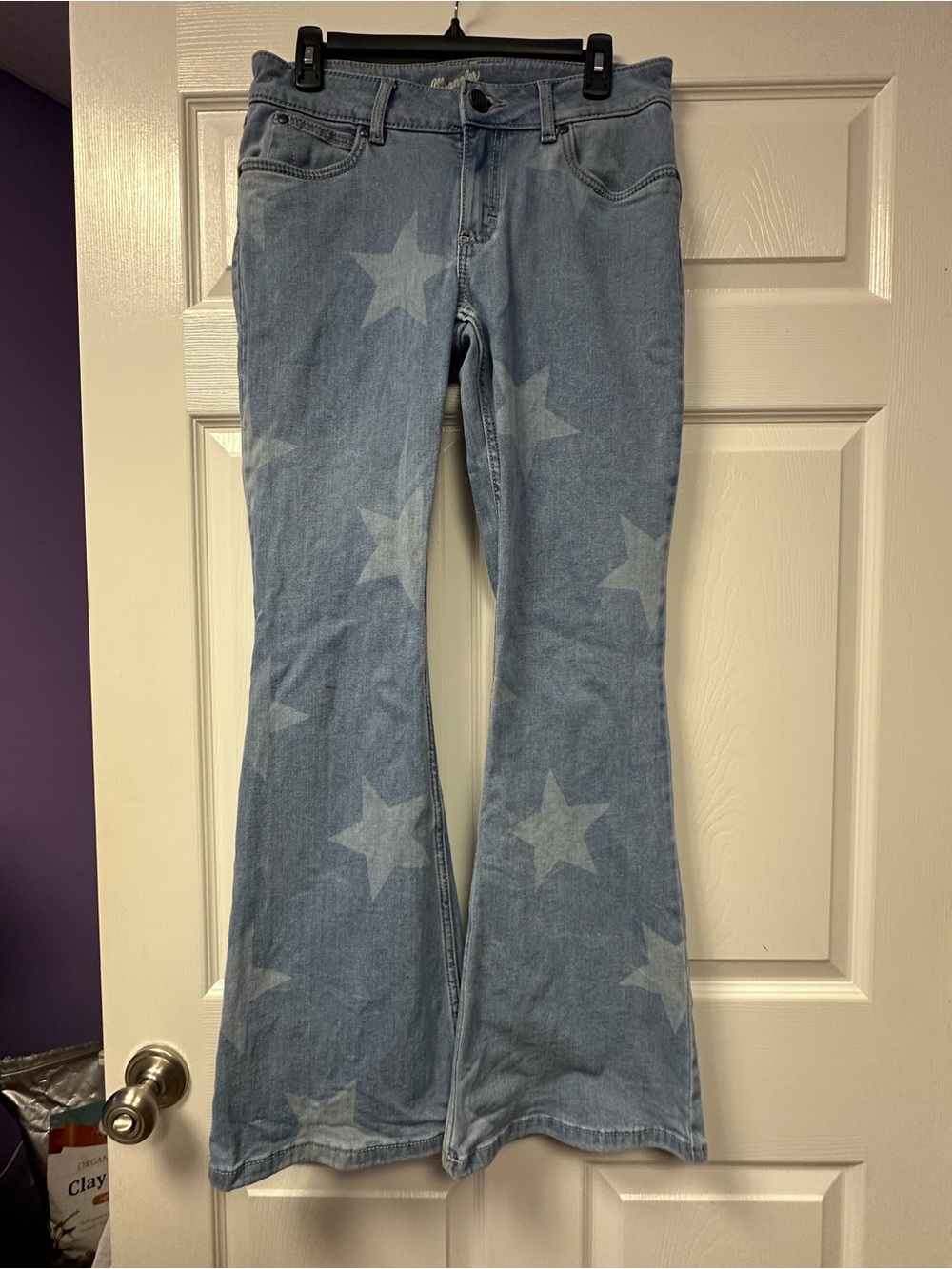 Wrangler Light Blue Star-Print Flare Jeans